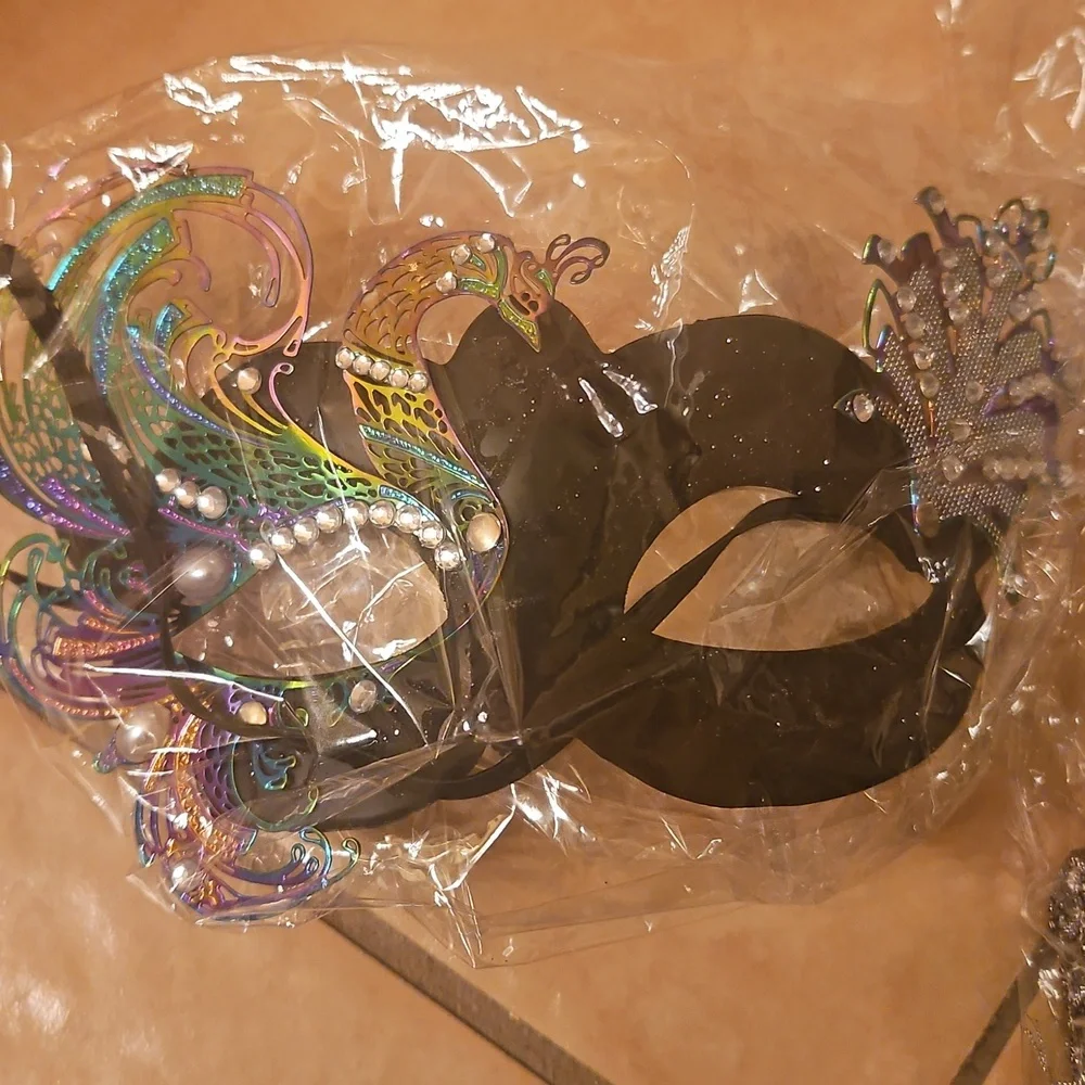 Silver and Black Masquerade Masks Set Of 2 Perfect Shape